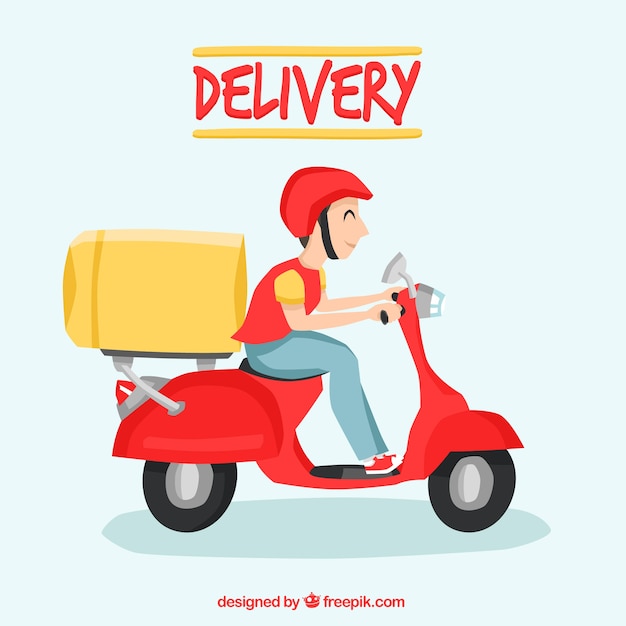 Happy deliveryman with fun style