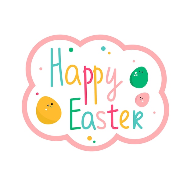 Happy Easter banner, poster, greeting card with cute eggs. Trendy Easter design with lettering.