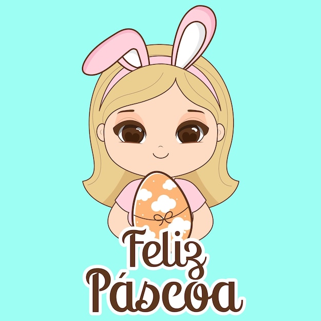 Happy easter Cute Girl Vector