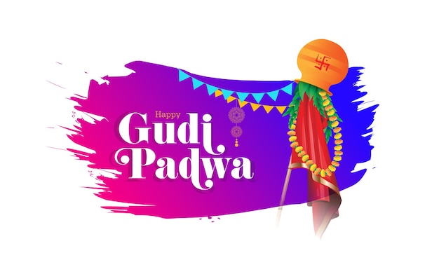 Happy Gudi Padwa Festival Maharastra new year day Vector Background