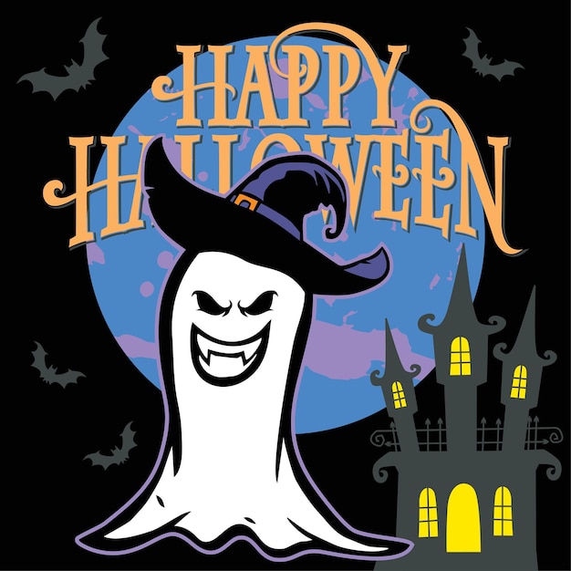 Happy Halloween Design Elements On black Background, vector illustration