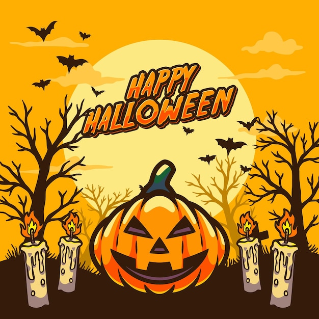 Happy halloween flat design background