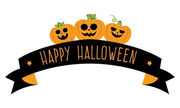 Happy halloween ribbon banner