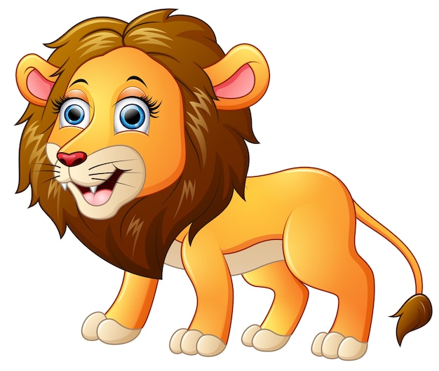 Happy lion cartoon isolated on white background