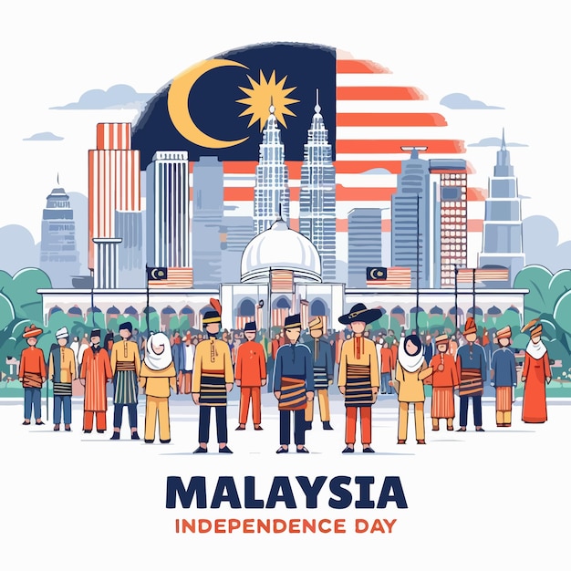 Vector happy malaysia independence day background vector illustration