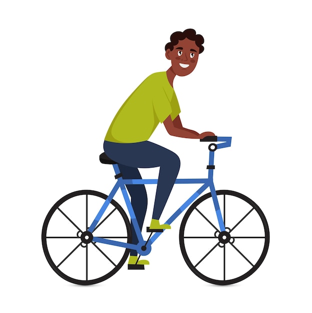 Happy man riding a bike