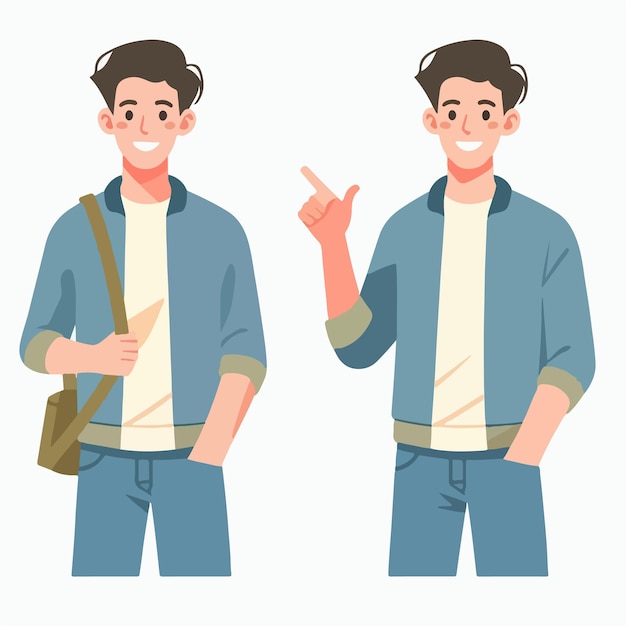 Vector happy man vector standing in casual clothes