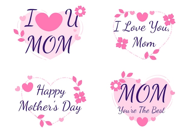 Happy Mother Day with Beautiful Blossom Flowers and Calligraphy Text Which is Commemorated on December 22 for Greeting Card or Poster Flat Design Illustration