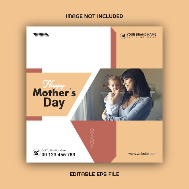 Happy Mother's day editable template for social media Instagram post