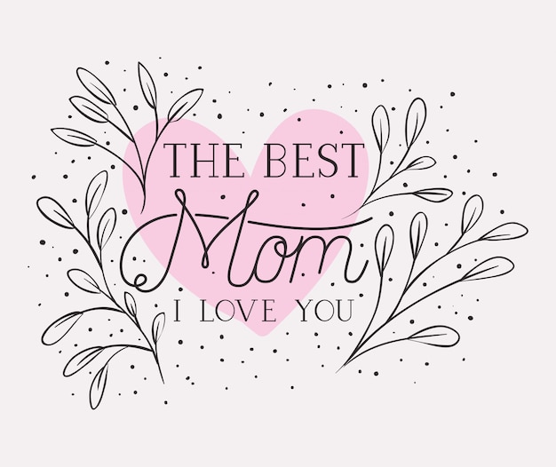 Happy mothers day card with herbs heart frame