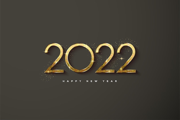 Happy new year 2022 with elegant gold thin numbers