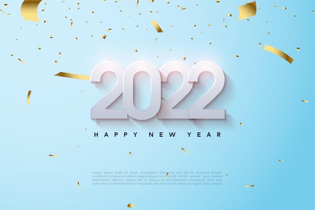 Vector happy new year 2022 with overlapping and shaded numbers