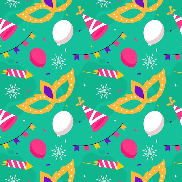 Happy New Year 2024 Seamless Pattern Illustration with Elements Decoration New Years Background