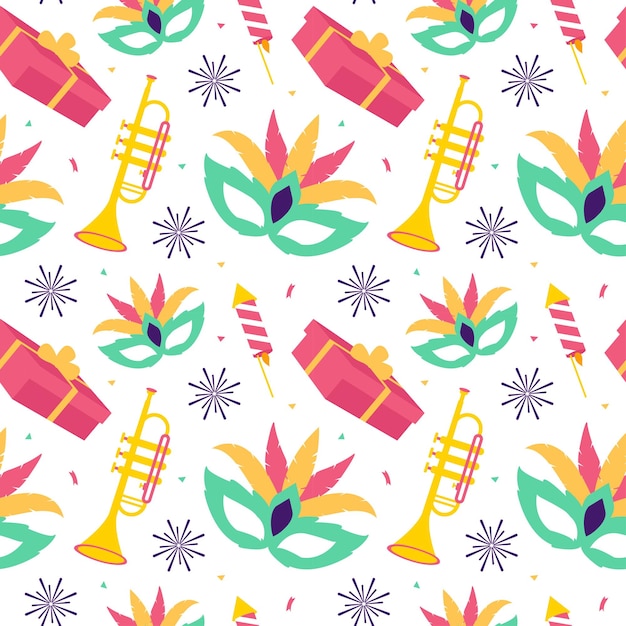 Happy New Year 2024 Seamless Pattern Illustration with Elements Decoration New Years Background