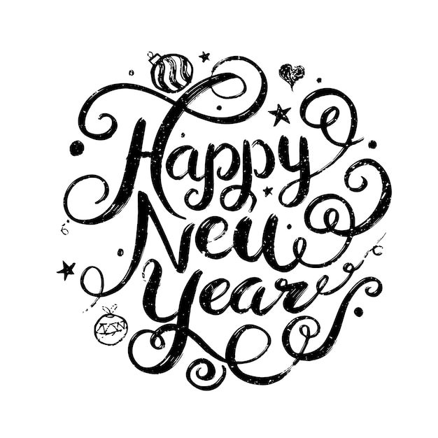 Happy New Year circle lettering design vector illustration for Christmas and New year greeting card poster and element for advertising promotion