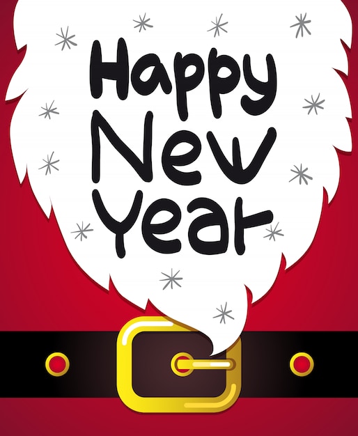 Happy new year lettering on beard background