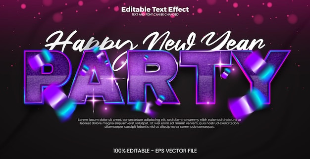 Vector happy new year party editable text effect in modern trend style