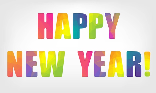 Happy New Year Poligonal Text, Vector Illustration