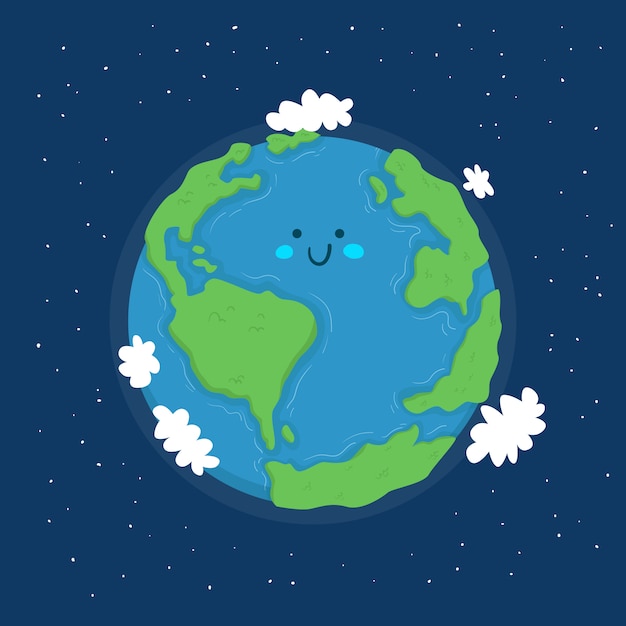 Vector happy planet earth globe illustration