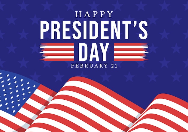 Happy Presidents Day with Stars and USA Flag for the President of America in Illustration