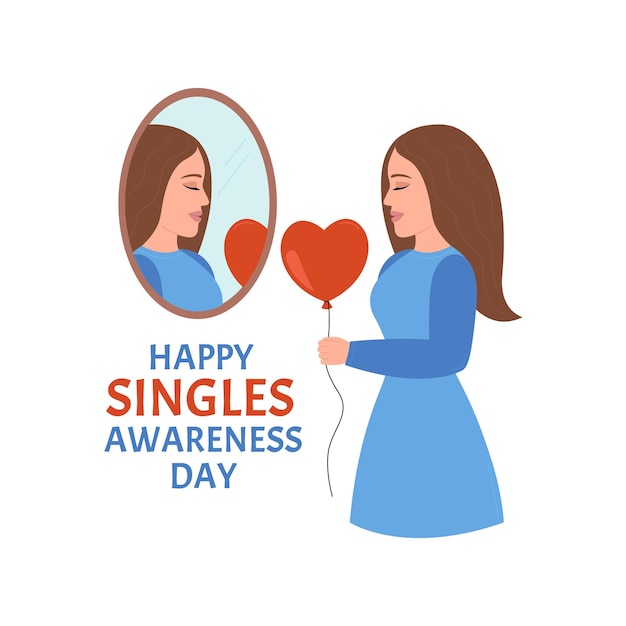 Vector happy singles awareness day concept. february holiday vector illustration