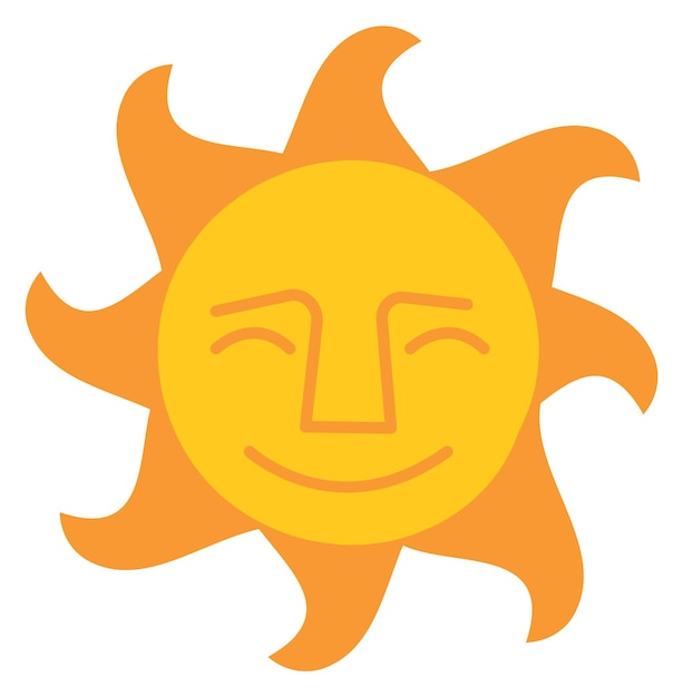 Happy sun with smiling face Summer weather symbol