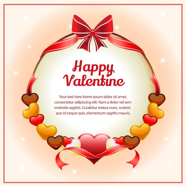 happy valentine card wreath love