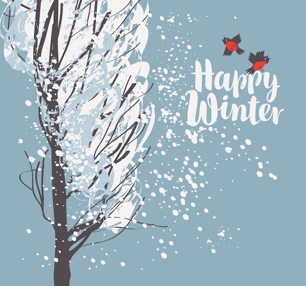 Vector happy winter poster