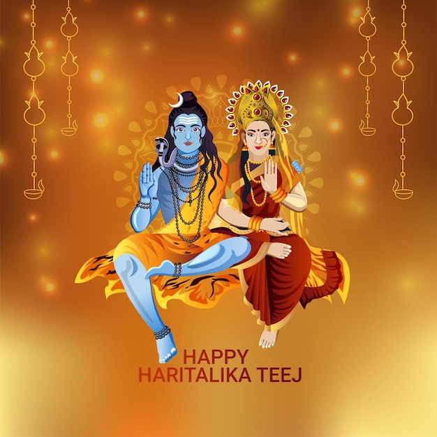 Haritalika teej celebration with vector illustration