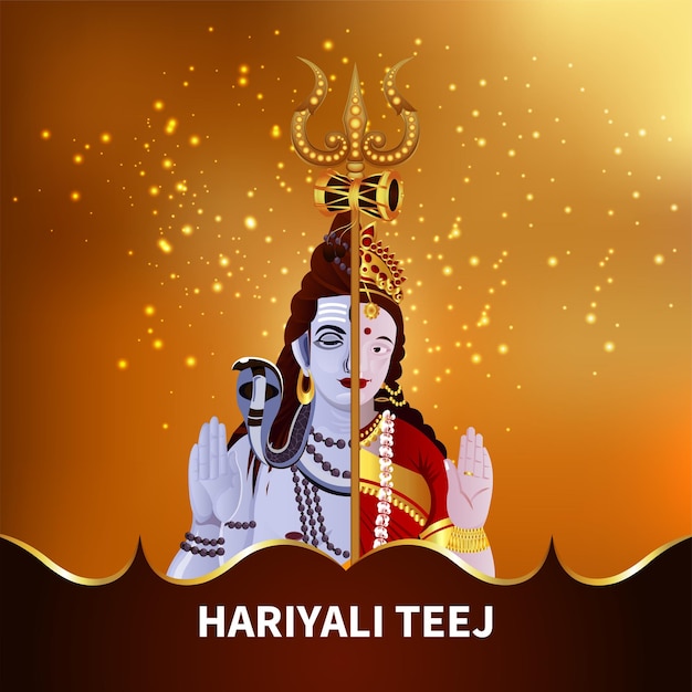 Hariyali teej with vector illustration of shivji and parwati