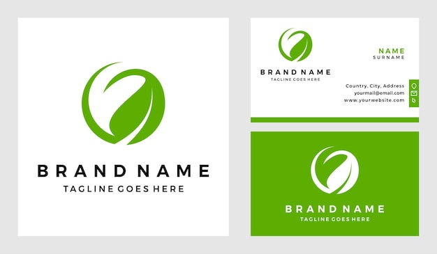 Harmony leaf yin yang logo with business card design