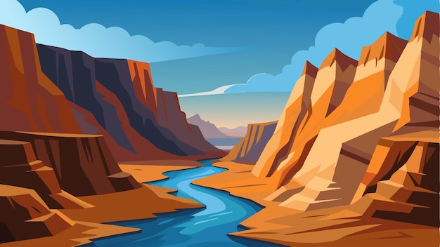 Vector the harsh beauty of this barren desert canyon with its rugged cliffs and dry riverbed reveals the true strength of nature