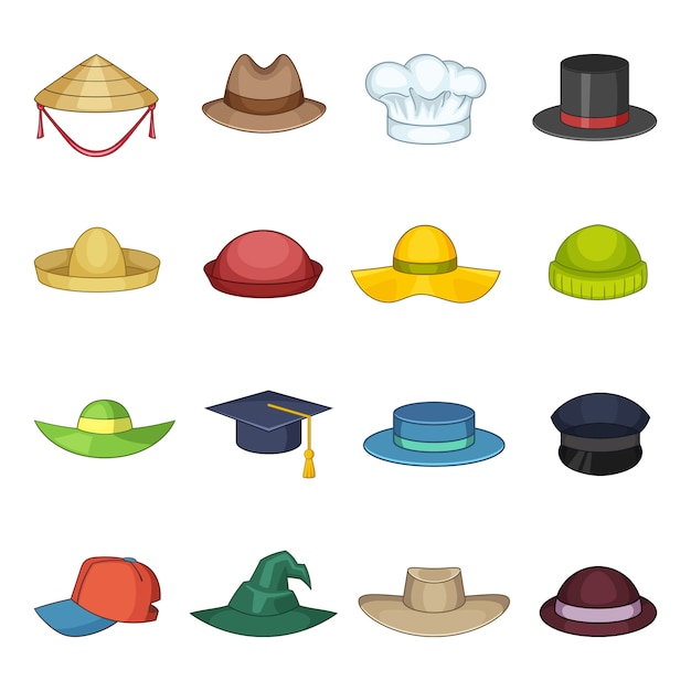 Hat cap icons set