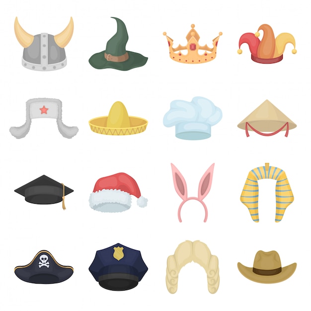 Hat cartoon icon set