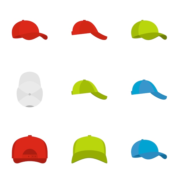 Hat icons set. flat set of 9 hat icons 