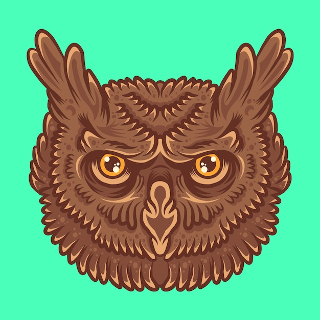 Head of Owl Vector Illustration