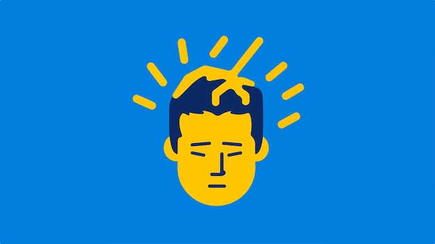 Vector headache flat vector icon yellow symbol