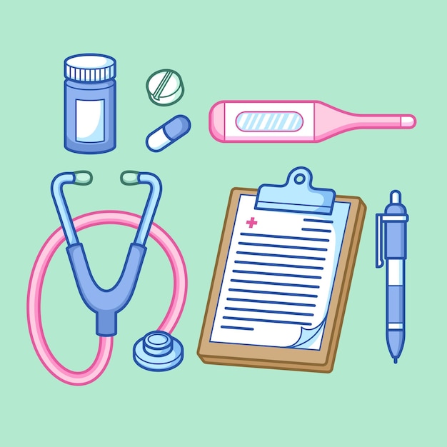 Vector health care and medical stuffs used by doctor and nurse simple vector set