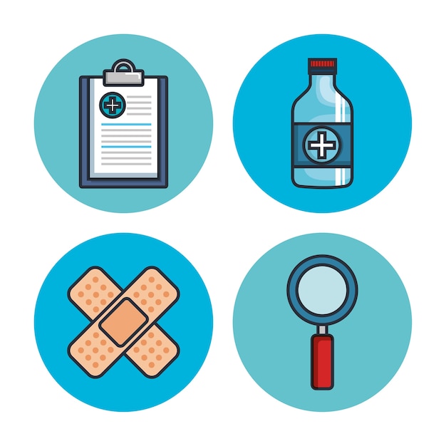 Health medicine set icons