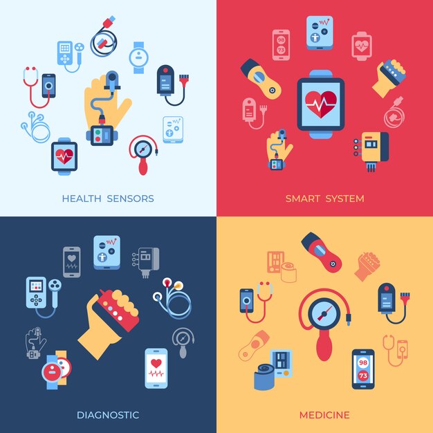 Vector health sensor icons collection