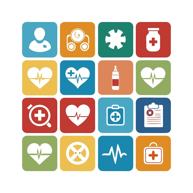 Vector healthcare icon set vector illustration for documents websites and mobile applications