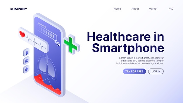 Healthcare in Smartphone Web Banner Landing Page Template