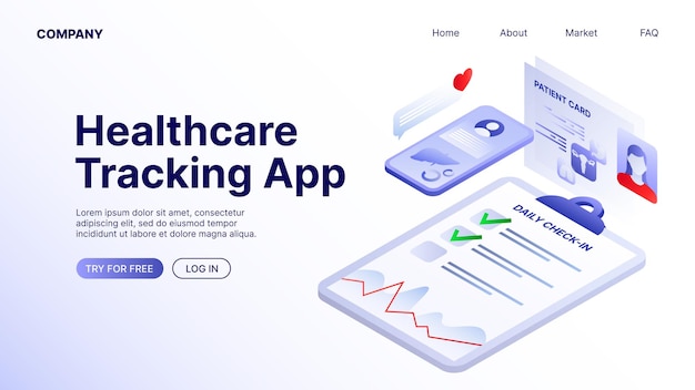 Healthcare Tracking App Web Landing Page Template