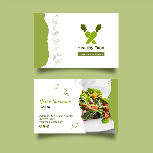 Healthy food horizontal business card