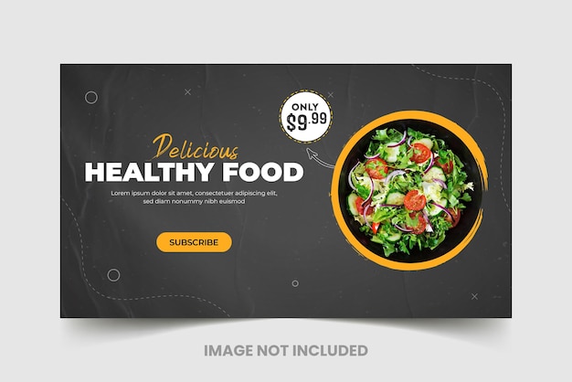 Healthy Food and Restaurant menu Youtube Thumbnail with web banner template Design