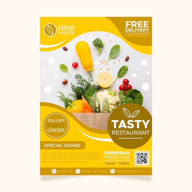 Healthy food restaurant poster template