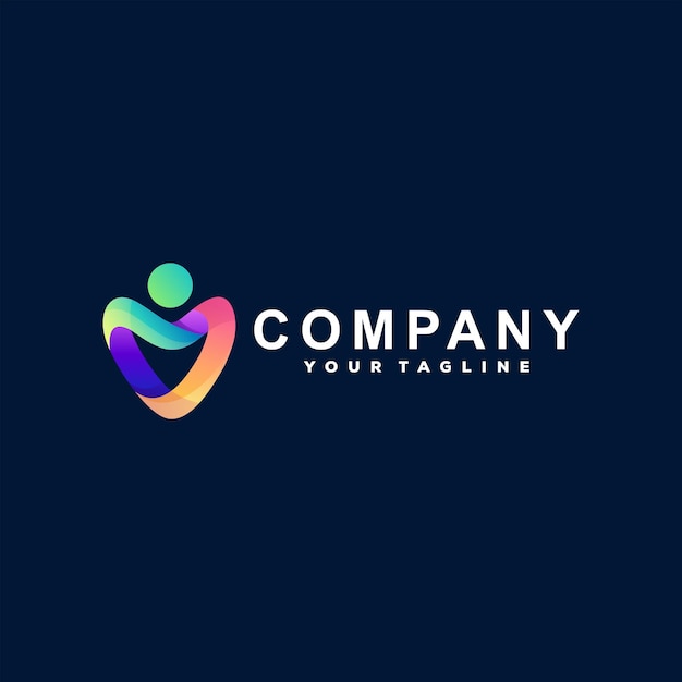 Heart color gradient logo design