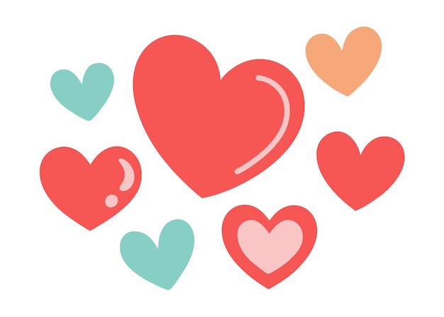 Vector heart doodle flat illustration on white background