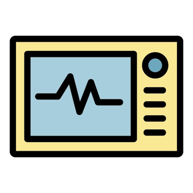 Heart rate monitor icon Outline heart rate monitor vector icon color flat isolated