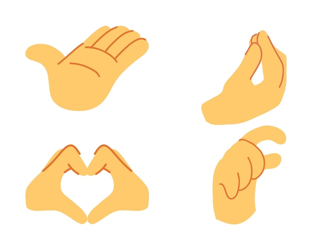 Heart Shape Hands Vector Art Icons set